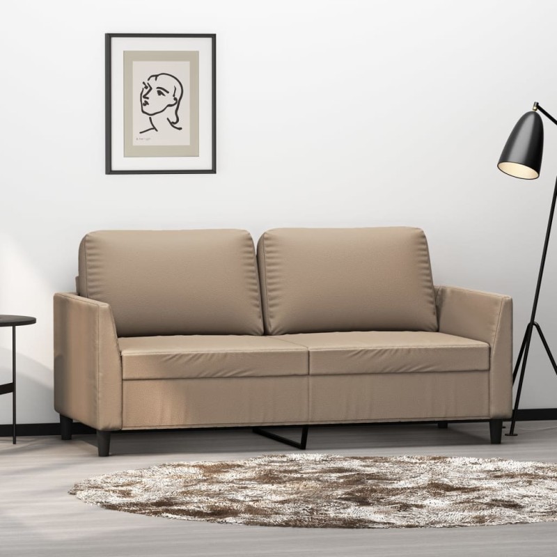 vidaXL Sofá de 2 plazas de cuero sintético color capuchino 140 cm vidaXL Sofá de 2 plazas de cuero sintético color capuchino 140 cm