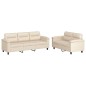 vidaXL Juego de sofás con cojines 2 piezas tela microfibra beige vidaXL Juego de sofás con cojines 2 piezas tela microfibra beige
