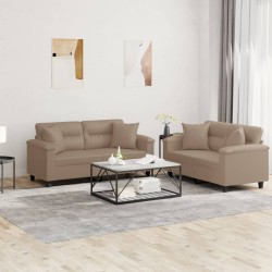 vidaXL Juego de sofás con cojines 2 piezas cuero sintético capuchino