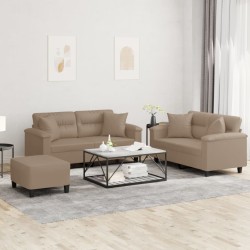 vidaXL Juego de sofás con cojines 3 piezas cuero sintético capuchino