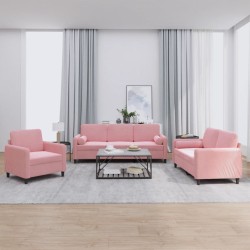 vidaXL Juego de sofás con cojines 3 piezas terciopelo rosa