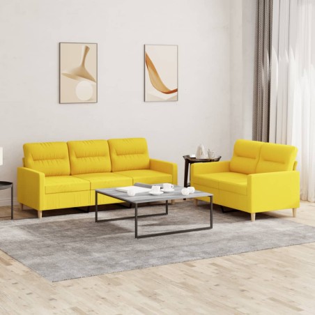 vidaXL Juego de sofás con cojines 2 piezas tela amarillo claro