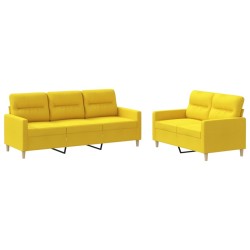 vidaXL Juego de sofás con cojines 2 piezas tela amarillo claro
