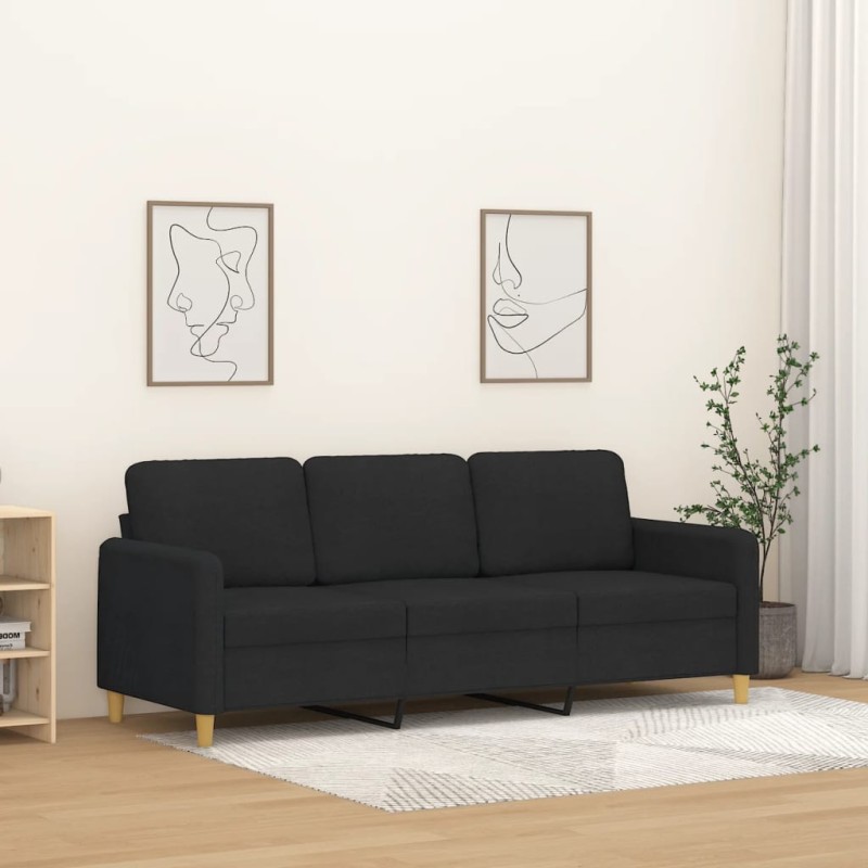 vidaXL Sofá de 3 plazas de tela negro 180 cm vidaXL Sofá de 3 plazas de tela negro 180 cm