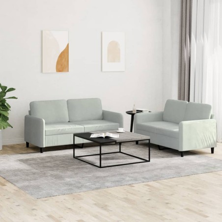 vidaXL Juego de sofás 2 piezas terciopelo gris claro