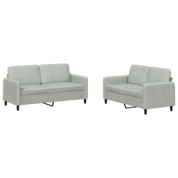 vidaXL Juego de sofás 2 piezas terciopelo gris claro