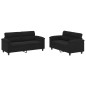 vidaXL Juego de sofás con cojines 2 piezas tela microfibra negro vidaXL Juego de sofás con cojines 2 piezas tela microfibra negro