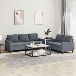vidaXL Juego de sofás con cojines 2 piezas terciopelo gris oscuro