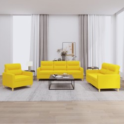 vidaXL Juego de sofás con cojines 3 piezas tela amarillo claro