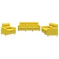 vidaXL Juego de sofás con cojines 3 piezas tela amarillo claro vidaXL Juego de sofás con cojines 3 piezas tela amarillo claro