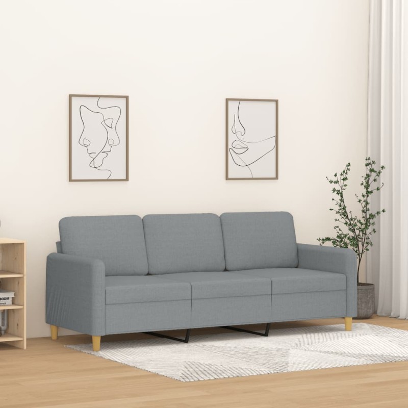 vidaXL Sofá de 3 plazas de tela gris claro 180 cm vidaXL Sofá de 3 plazas de tela gris claro 180 cm
