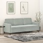 vidaXL Sofá de 3 plazas terciopelo gris claro 180 cm vidaXL Sofá de 3 plazas terciopelo gris claro 180 cm
