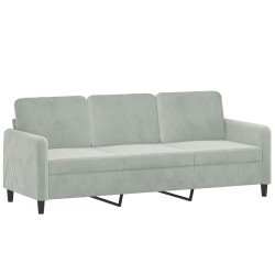 vidaXL Sofá de 3 plazas terciopelo gris claro 180 cm