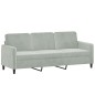vidaXL Sofá de 3 plazas terciopelo gris claro 180 cm vidaXL Sofá de 3 plazas terciopelo gris claro 180 cm