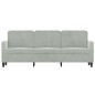 vidaXL Sofá de 3 plazas terciopelo gris claro 180 cm vidaXL Sofá de 3 plazas terciopelo gris claro 180 cm