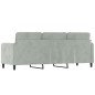 vidaXL Sofá de 3 plazas terciopelo gris claro 180 cm vidaXL Sofá de 3 plazas terciopelo gris claro 180 cm