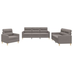 vidaXL Juego de sofás con cojines 3 piezas tela gris taupe