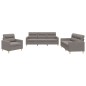 vidaXL Juego de sofás con cojines 3 piezas tela gris taupe vidaXL Juego de sofás con cojines 3 piezas tela gris taupe