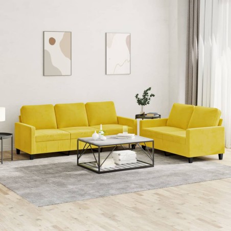 vidaXL Juego de sofás con cojines 2 piezas terciopelo amarillo