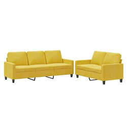 vidaXL Juego de sofás con cojines 2 piezas terciopelo amarillo