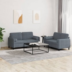 vidaXL Juego de sofás con cojines 2 piezas terciopelo gris oscuro