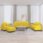 vidaXL Juego de sofás con cojines 4 piezas tela amarillo claro vidaXL Juego de sofás con cojines 4 piezas tela amarillo claro