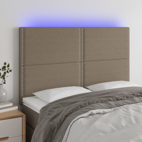 vidaXL Cabecero con luces LED tela gris taupe 144x5x118/128 cm