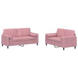 vidaXL Juego de sofás con cojines 2 piezas terciopelo rosa