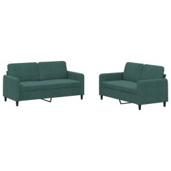vidaXL Juego de sofás 2 piezas terciopelo verde oscuro