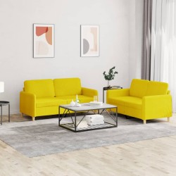 vidaXL Juego de sofás con cojines 2 piezas tela amarillo claro