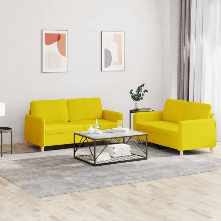 vidaXL Juego de sofás con cojines 2 piezas tela amarillo claro