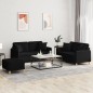 vidaXL Juego de sofás con cojines 3 piezas tela negro vidaXL Juego de sofás con cojines 3 piezas tela negro