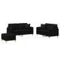 vidaXL Juego de sofás con cojines 3 piezas tela negro vidaXL Juego de sofás con cojines 3 piezas tela negro