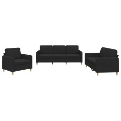vidaXL Juego de sofás con cojines 3 piezas tela negro