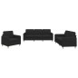 vidaXL Juego de sofás con cojines 3 piezas tela negro vidaXL Juego de sofás con cojines 3 piezas tela negro