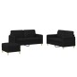 vidaXL Juego de sofás con cojines 3 piezas tela negro vidaXL Juego de sofás con cojines 3 piezas tela negro