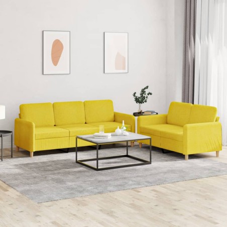 vidaXL Juego de sofás con cojines 2 piezas tela amarillo claro