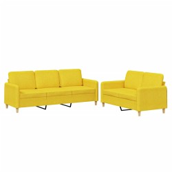 vidaXL Juego de sofás con cojines 2 piezas tela amarillo claro