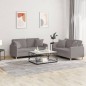 vidaXL Juego de sofás con cojines 2 piezas tela gris taupe vidaXL Juego de sofás con cojines 2 piezas tela gris taupe