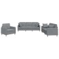 vidaXL Juego de sofás con cojines 3 piezas tela gris claro vidaXL Juego de sofás con cojines 3 piezas tela gris claro