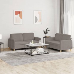 vidaXL Juego de sofás con cojines 2 piezas tela gris taupe