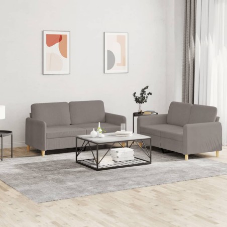 vidaXL Juego de sofás con cojines 2 piezas tela gris taupe