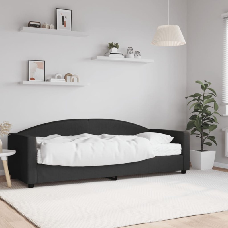 vidaXL Sofá cama con colchón tela negro 80x200 cm vidaXL Sofá cama con colchón tela negro 80x200 cm