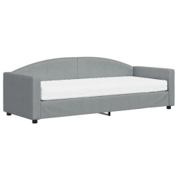 vidaXL Sofá cama con colchón tela gris claro 80x200 cm