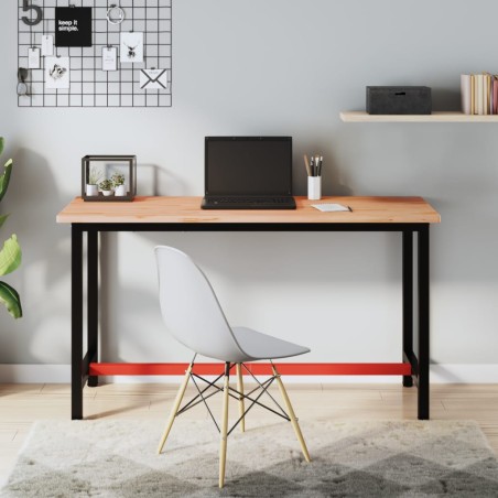 vidaXL Banco de trabajo madera maciza de haya y metal 150x55x81,5 cm