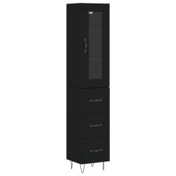 vidaXL Aparador de madera contrachapada negro 34,5x34x180 cm