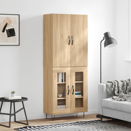 vidaXL Aparador alto madera contrachapada color roble 69,5x34x180 cm