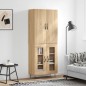 vidaXL Aparador alto madera contrachapada color roble 69,5x34x180 cm