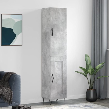 vidaXL Aparador de madera contrachapada gris hormigón 34,5x34x180 cm