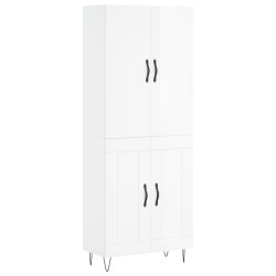 vidaXL Aparador alto madera contrachapada blanco brillo 69,5x34x180 cm